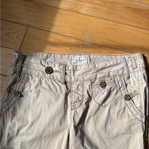 American Eagle Outfitters Beige Low-Rise pants with Waistband Trim
